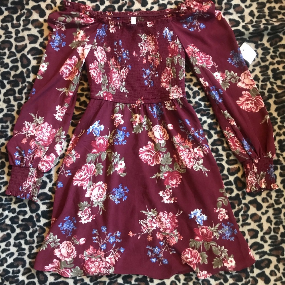 Xhilaration burgundy floral dress